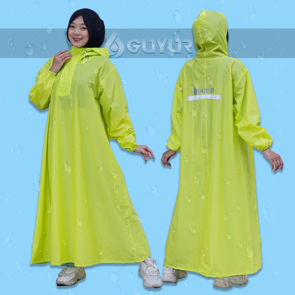 jas hujan jumbo big  raincoat wanita muslimah hijab model gamis terusan rok syar'i bahan impor  waterproof zipper