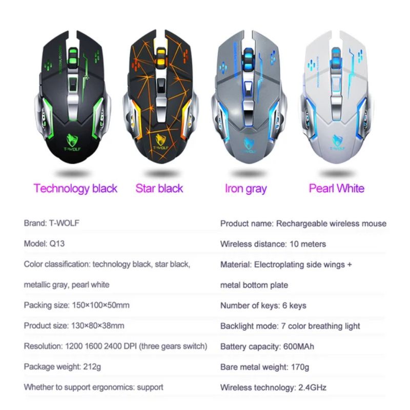 T-WOLF  MOUSE WIRELESS GAMING Q13