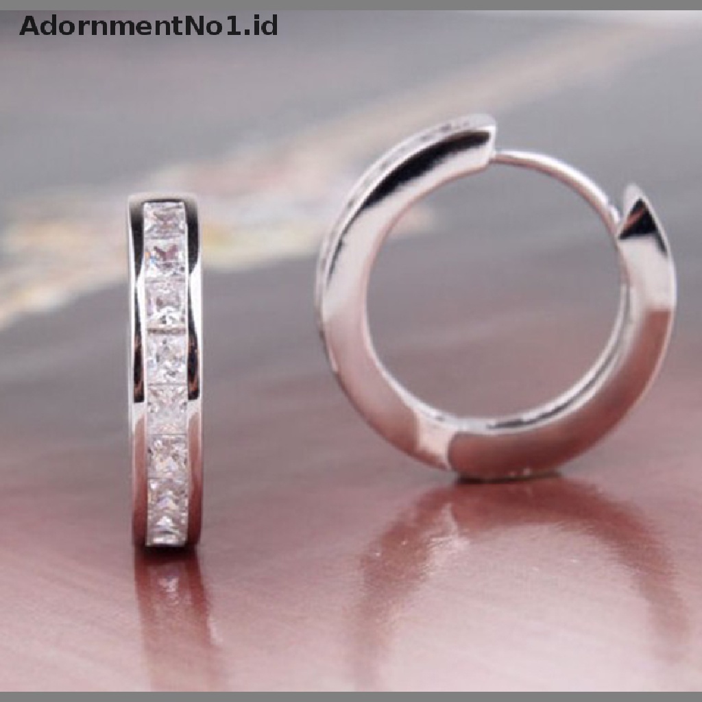 [AdornmentNo1] Anting HOOP HUGGIE Bulat Kecil Lapis Perak STERLING CZ [ID]