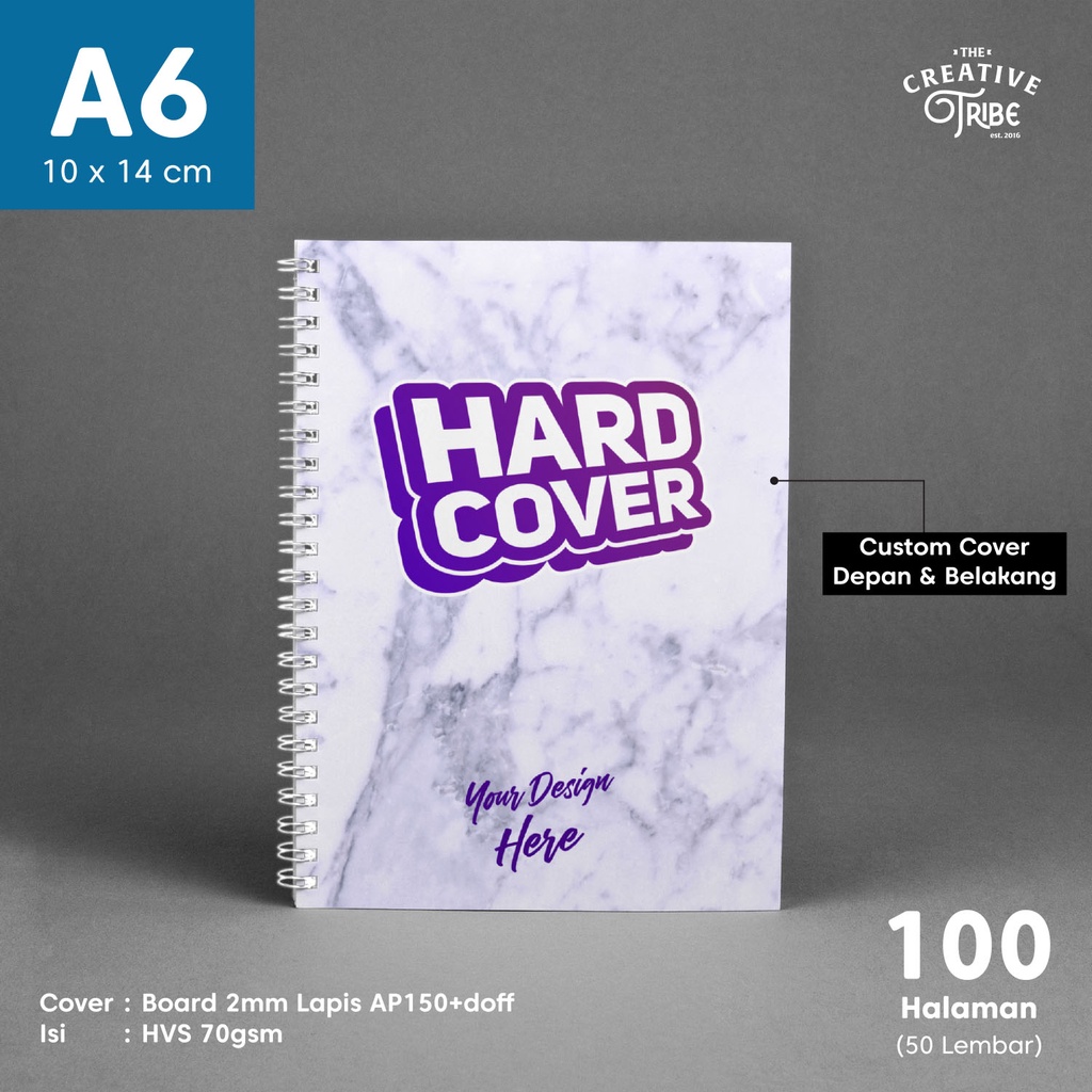 

Notes Hardcover A6 Spiral - 100 Halaman HVS / Buku / Blocknote Custom