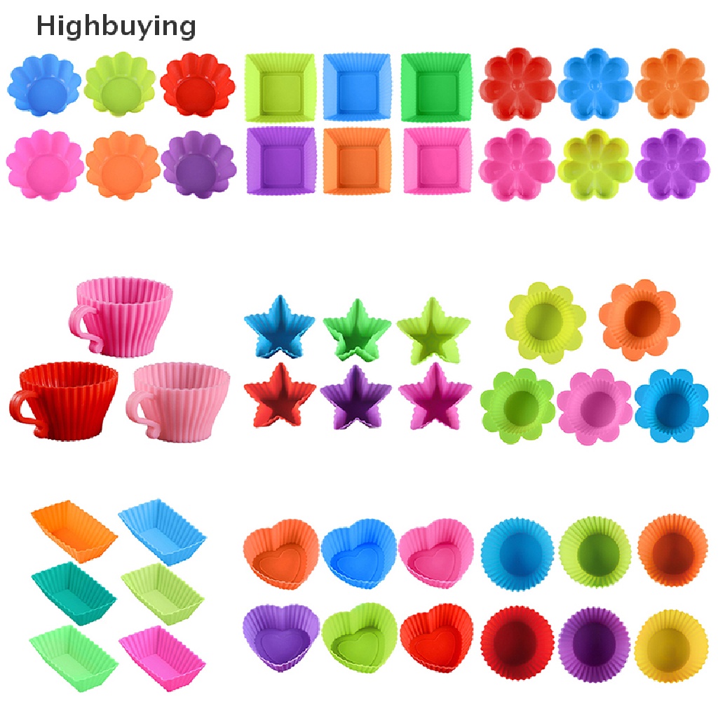 Hbid 1Pcs Cetakan Cupcake Multi Warna Baking Silicone Cup Cupcake Mold Tahan Panas Dekorasi Kue Cetakan Alat Baking Dish Glory