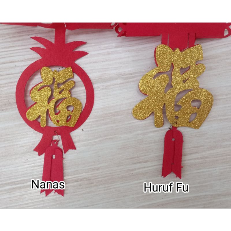 Garland Fu Tema Nanas &amp; Huruf Fu Mewah Decor Imlek Tahun Baru Cina