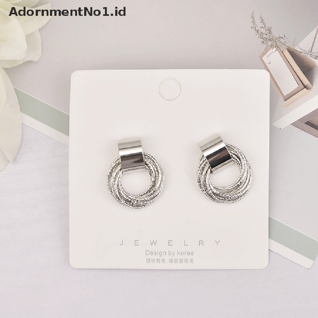 [AdornmentNo1] 1pasang Anting Lingkaran Fashion Untuk Wanita Retro Geometri Logam Drop Earrings Tren Fashion Perhiasan Multi-Tingkat Lingkaran Kecil Pendant Earrings [ID]