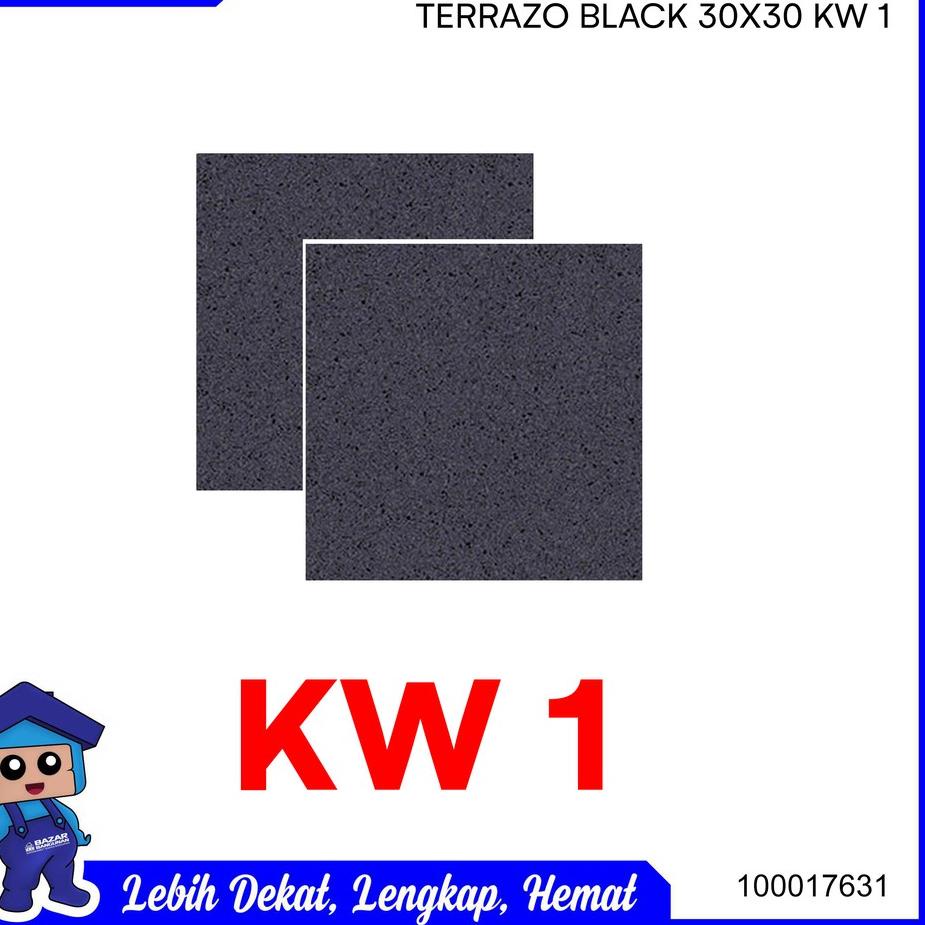 KIA - Keramik Lantai Kamar Mandi Kasar Floor Tile Terrazo Black 30X30