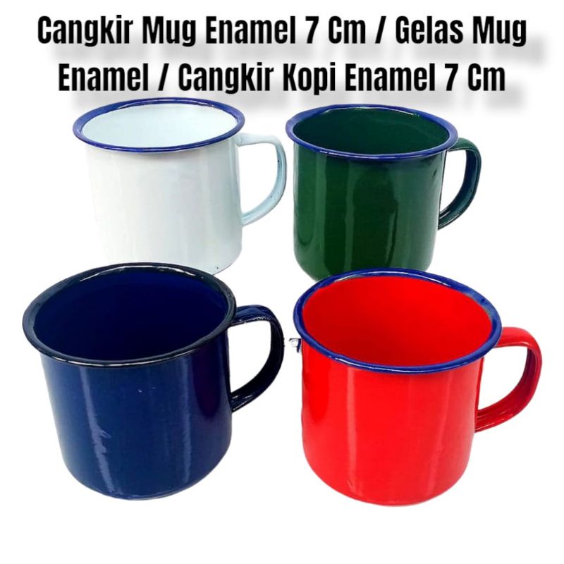 Mug Gunung Enamel set 4 warna Ukuran 7cm 100% ORIGINAL