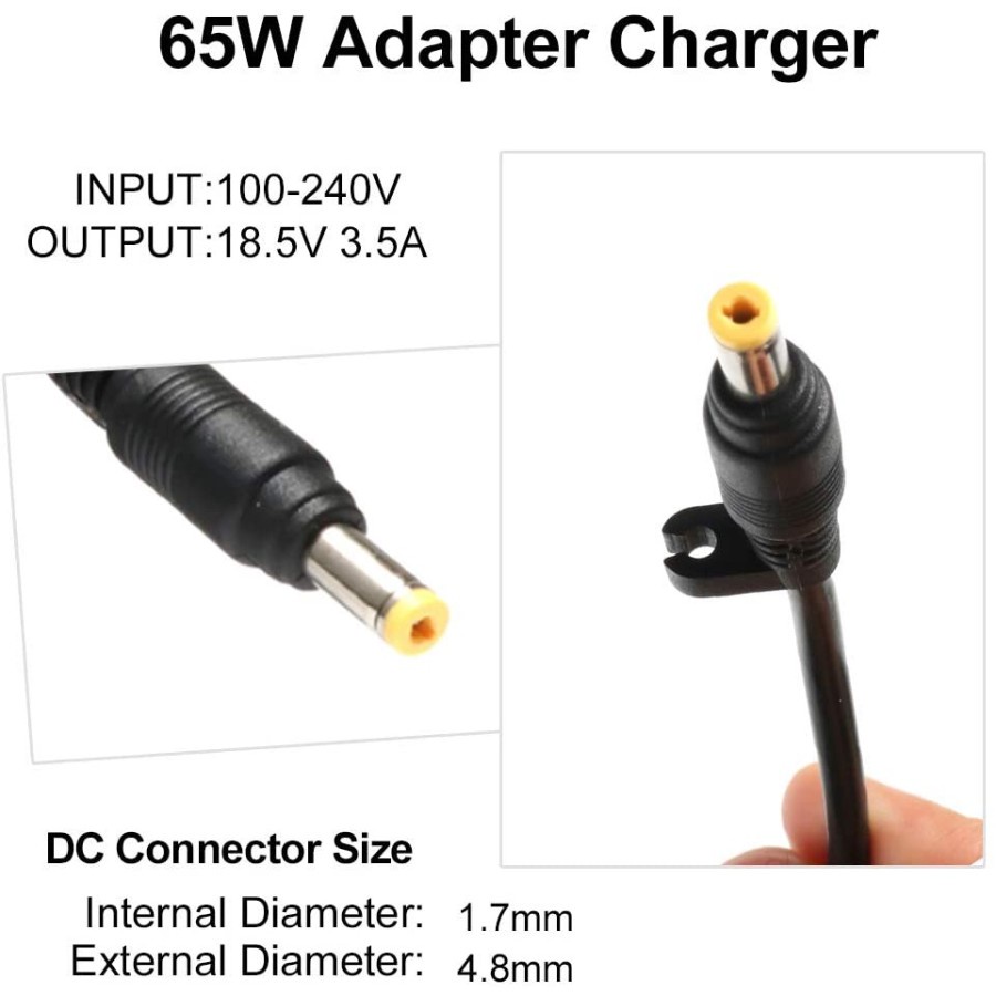 ORIGINAL ADAPTOR HP 19.5V 3.33A (4.8x1.7MM) 430 4330S 4415S 4230S 4410S 4311S ENVY SLEEKBOOK 4 6 SERIE G7000 COMPAQ 6720 TABLET PC TC1000 TC1100 TC4200 ORIGINAL