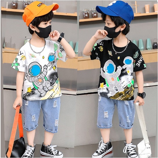 SETELAN ANAK COWOK SETELAN IMPORT PREMIUM MODEL ASTRONOT + JEANS TEBAL SIZE 120-160