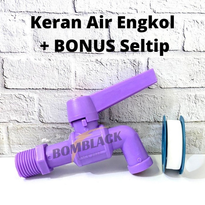 Keran Air Engkol 1/2 inch Plastik WC Kamar Mandi Taman Tembok + Seltip