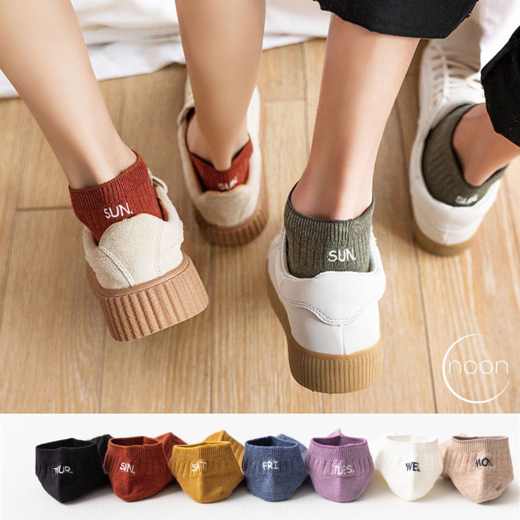 NOON (seachtain) Kaos Kaki Pendek Sneakers Keds Ankle Socks Kaus Kaki Tebal Wanita Korea Motif Polos Cewek Remaja Perempuan Semata Kaki Kerja Sekolah Sport Gym Senam Lari Badminton SMA Olahraga Futsal Basket Katun Import Impor Grosir Lusinan