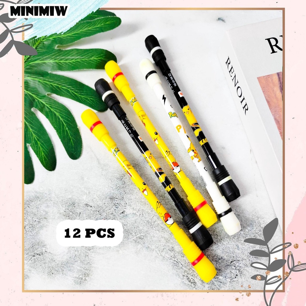 SELUSIN PULPEN MAINAN PUTAR MAGNET PIKACHU ISI 12 PCS POKEMON BOLPEN KARTUN  ALAT TULIS BOLPOIN UNIK IMUT MURAH PEN GEL KARAKTER PENA UNIK LUCU MURAH