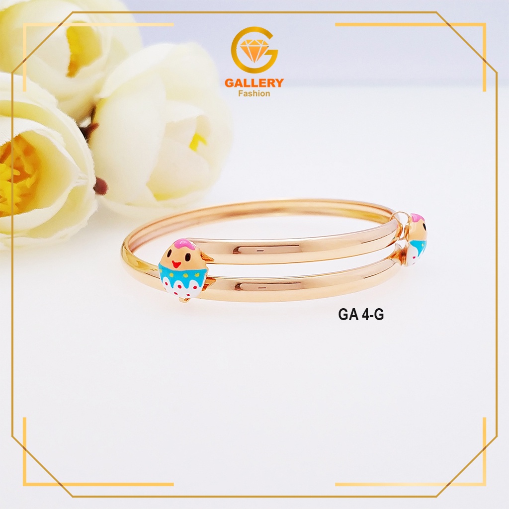 GELANG BAYI EMAS ASLI KADAR 300 / 6 KARAT DAN GOLD 8K GELANG BANGLE CUPCAKE BERAT 1,5 GRAM VARIAN WA