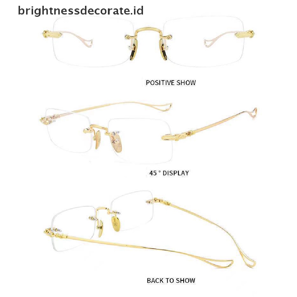 [Birth] Kacamata Baca Pria Presbyopia Goggles Wanita Vintage Rimless Eyewear Diopter+1.0 1.5 2.0 2.5 3.0 3.5 4.0 [ID]