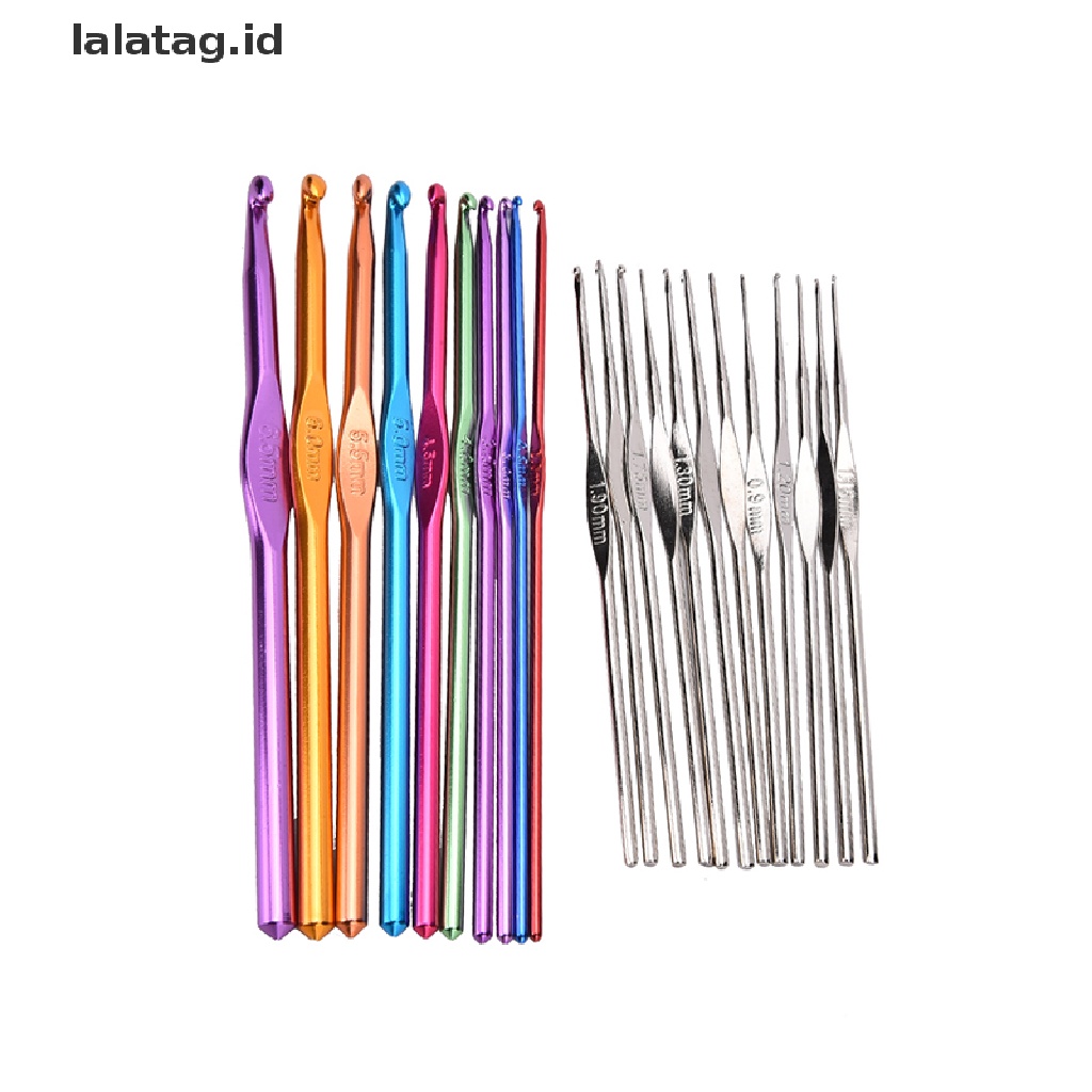 [lalatag] 22pcs Multicolour Aluminium Crochet Hook Knitg Set Benang Kerajinan Tenun, [ID]