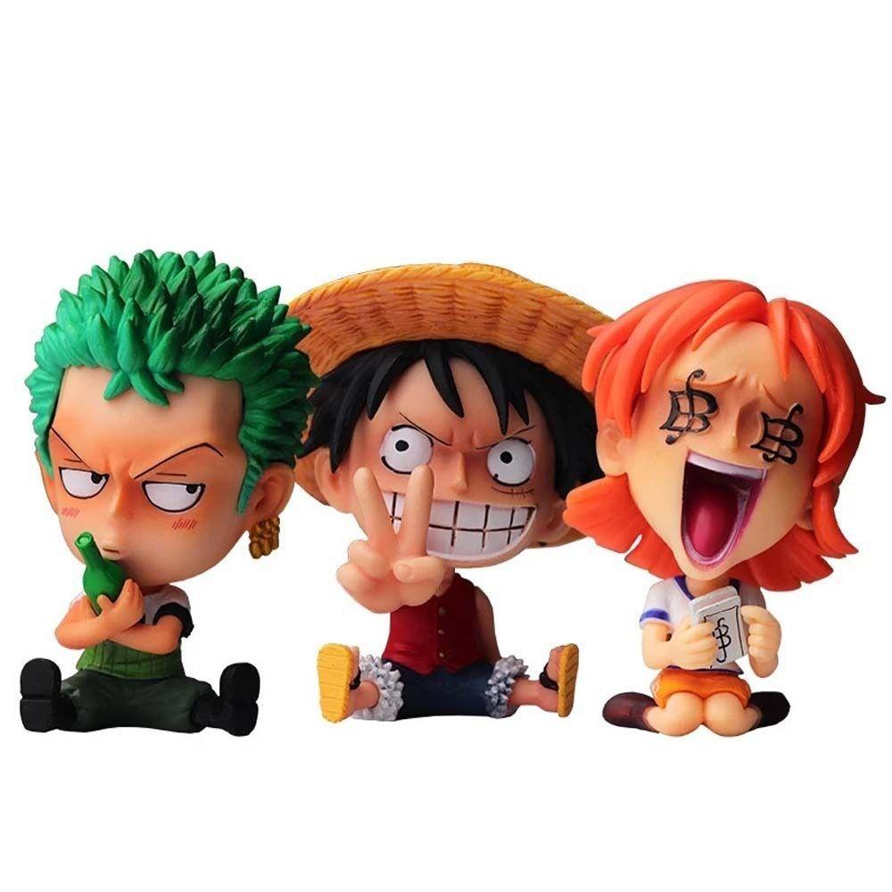 Mainan Model Agustina Monkey D Luffy 9CM Miniatur PVC Mainan Sanji Desktop Ornamen Roronoa Zoro Hancock Nami Sabo Patung Anime