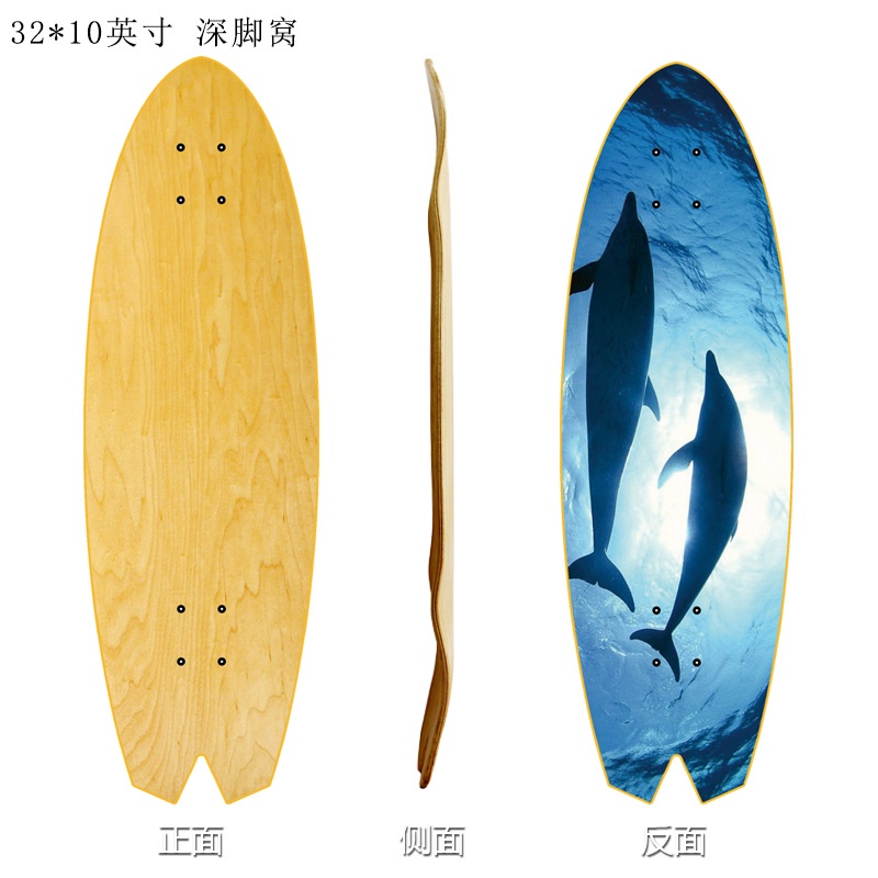 Dek SKATE Surfing 32inch Papan Surfing Darat Deep Foot Nest 32inch 7lapis Import All Canadian Maple Professional Grade Single Rocker Surface