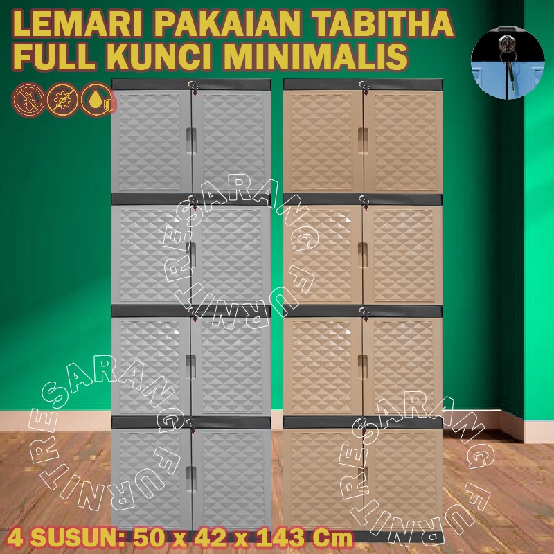 Lemari Plastik Lemari Pakaian Plastik Susun KACA ada KUNCI LEMARI TABITHA PENGUNCIAN TABITHA 4 SUSUN