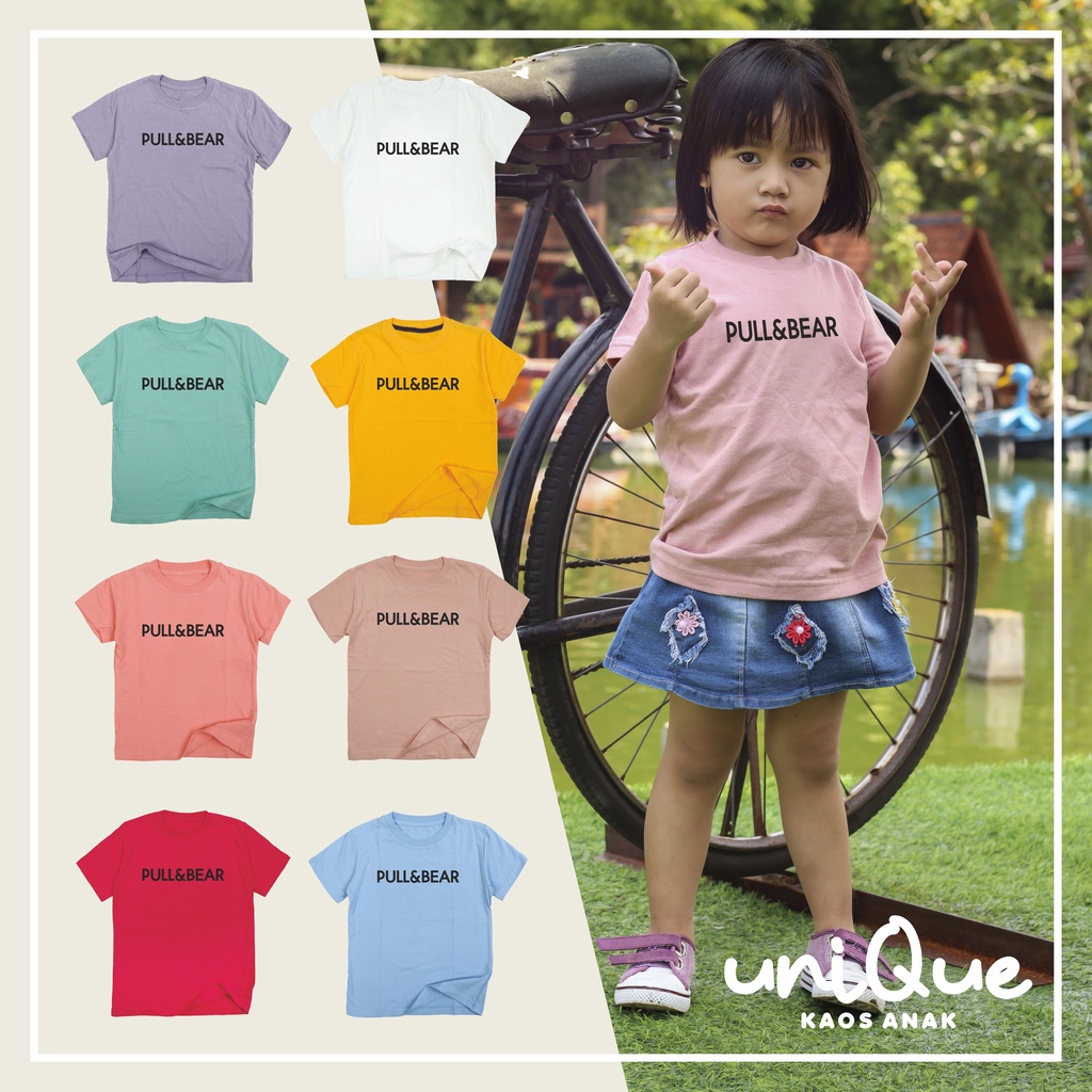 Baju kaos anak premium usia 1-12 tahun unisex bahan cotton // kaos anak branded // atasan anak distro // pakaian anak perempuan // kaos murah // PULL&amp;BEAR