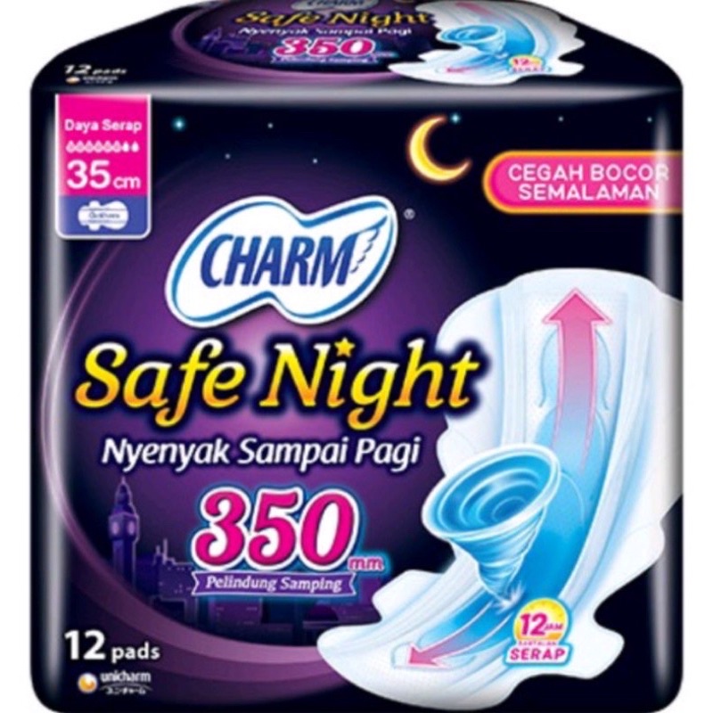 CHARM SAFE NIGHT 35CM / 29CM | Pembalut malam