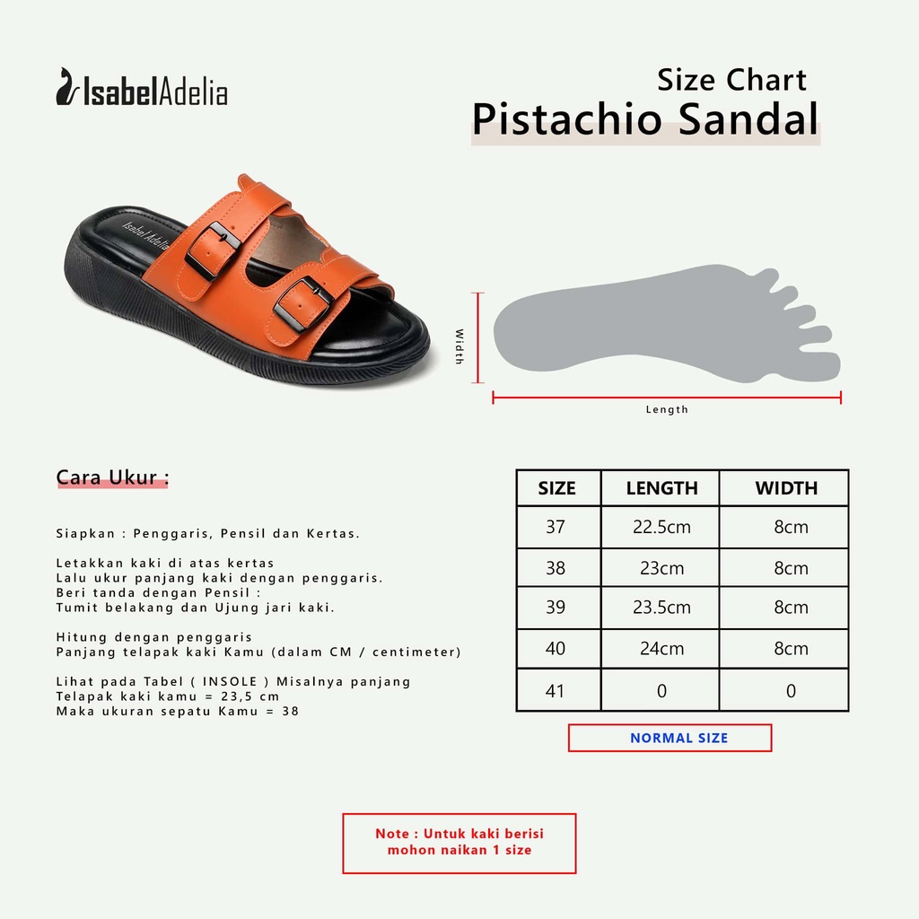 Isabel Adelia Sendal PISTACHIO Sandal Slop Wanita Fuschia Hitam Putih Orange Mocha