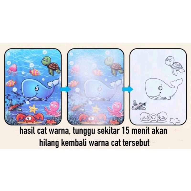 Magic Water Book / Buku Gambar Mewarnai Ajaib Bonus Spidol Air Mainan Edukasi Anak Balita