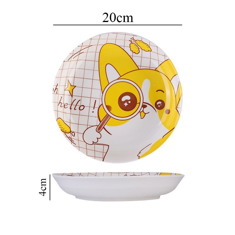 Piring Keramik Korea Motif Kartun Animals Ukuran 20cm