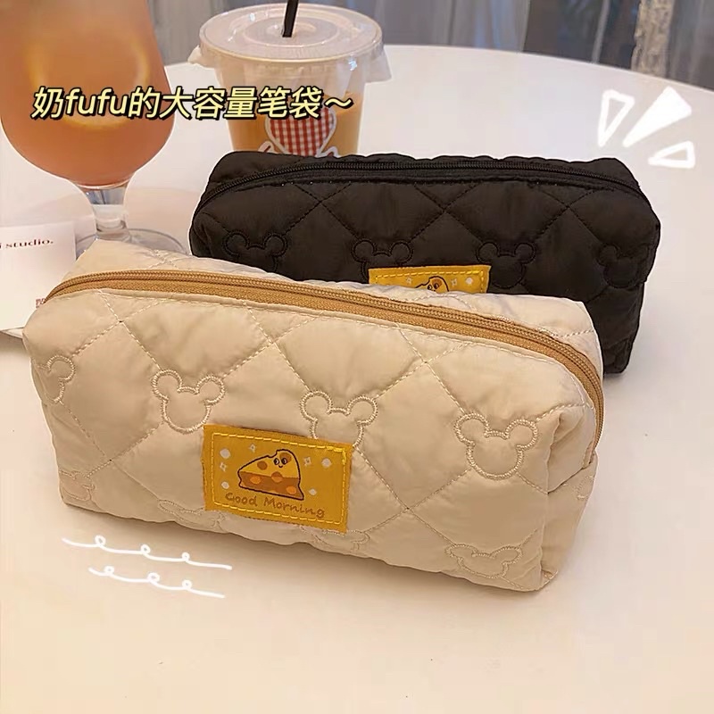 LITTLE DAISY | Cheese Fluffy Pouch / Puffy Pencil Case/ Tempat Pensil Korea Empuk Premium / Pouch Kosmetik Aesthetic Elegant Import