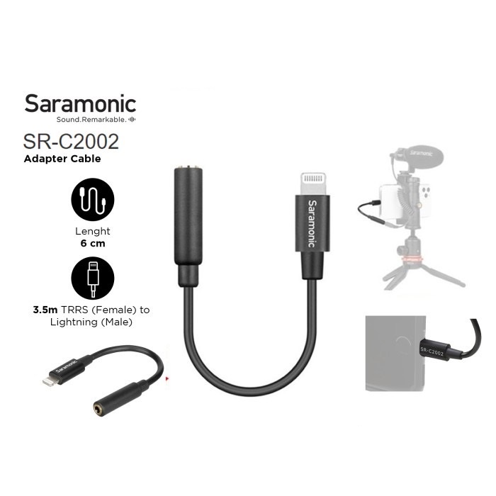 Saramonic Adapter Cable SR-C2002 3.5mm TRRS to Lightning IOS Devices - Garansi Resmi Saramonic 2 Tahun