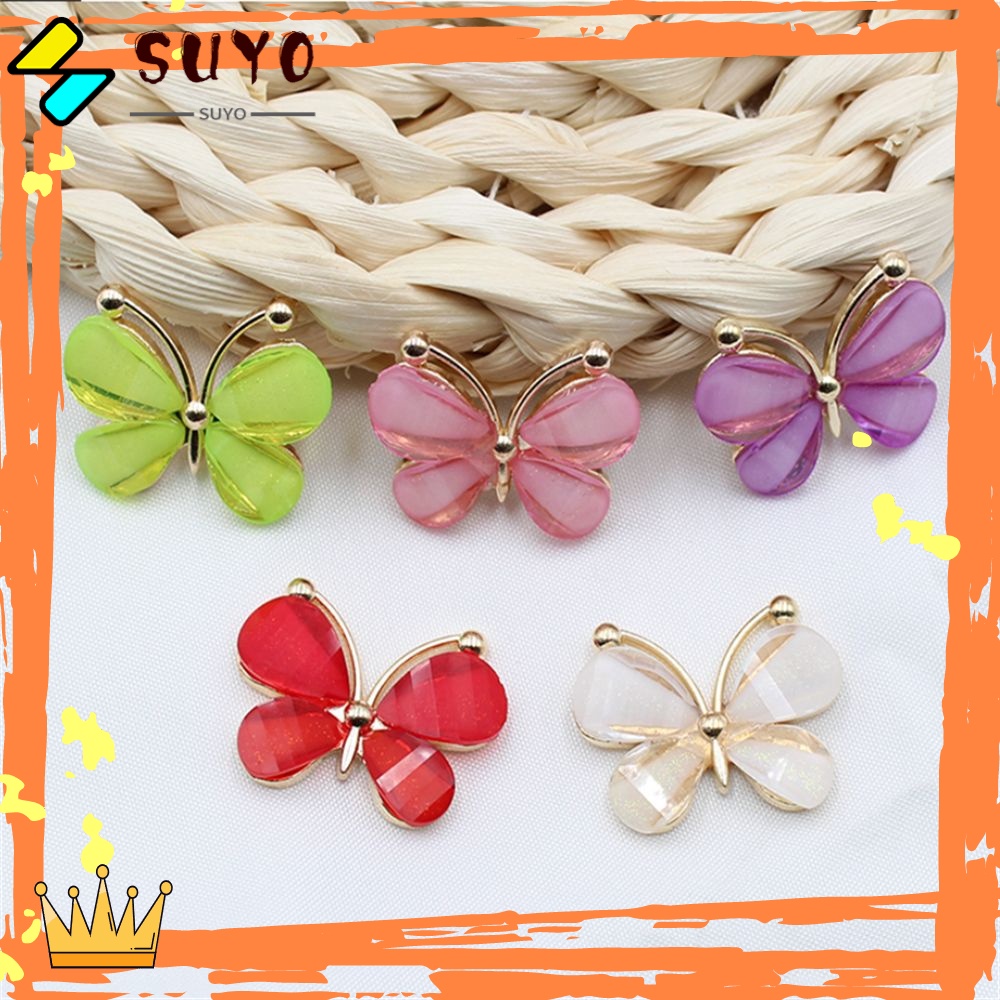 Suyo 10pcs Kaca Patri Lucu DIY Kupu-Kupu Perhiasan Aksesoris
