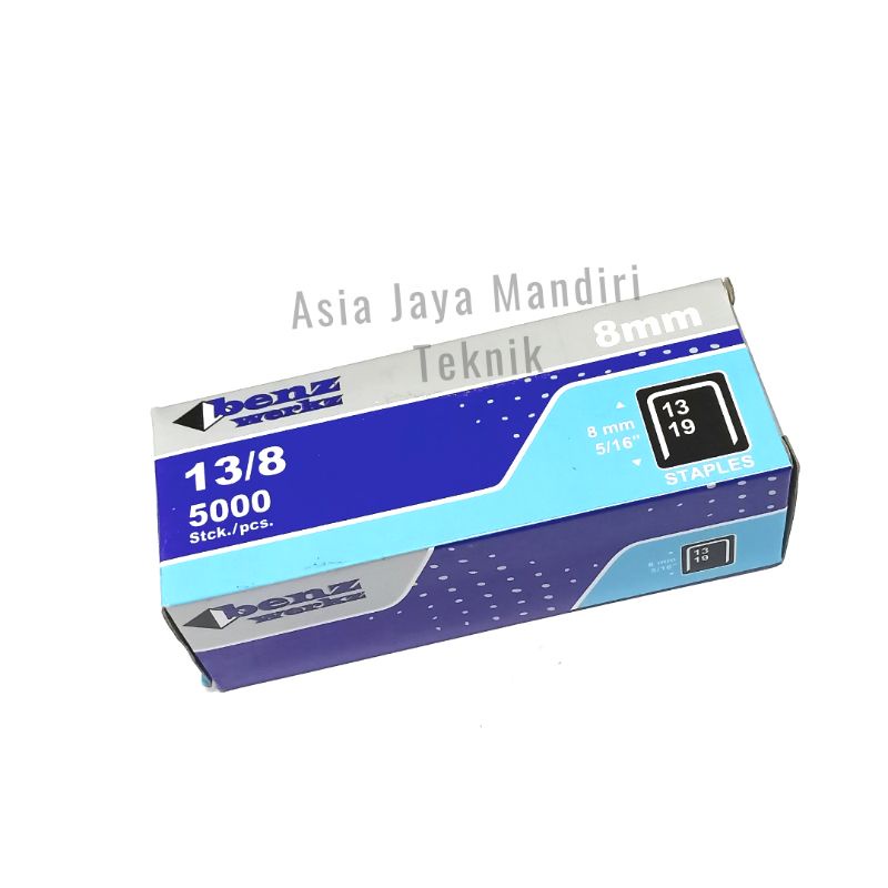 

ANAK HEKTER TEMBAK 8MM BENZ ISI 5000PCS /PAKU TEMBAK STEPLER /ISI REFILL STAPLES 13/8MM R23 BENZ
