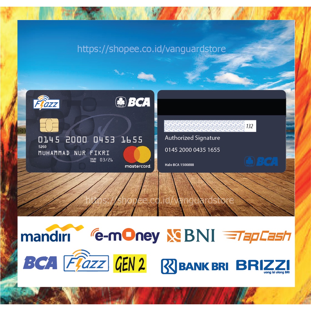 KARTU E MONEY E TOLL KARTU BCA BLUE MASTERCARD DEBIT CREDIT EMONEY MANDIRI FLAZZ BCA BNI TAPCASH BRIZZI BRI - 2 SISI