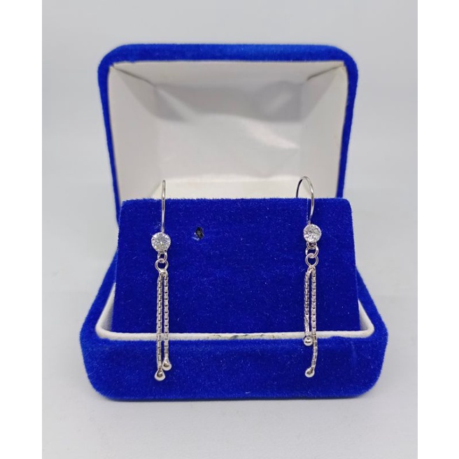 anting kait panjang mp 1 + m. itali 2bandul/ anting perak asli silver 925 lapis emas/ anting fashion wanita terbaru