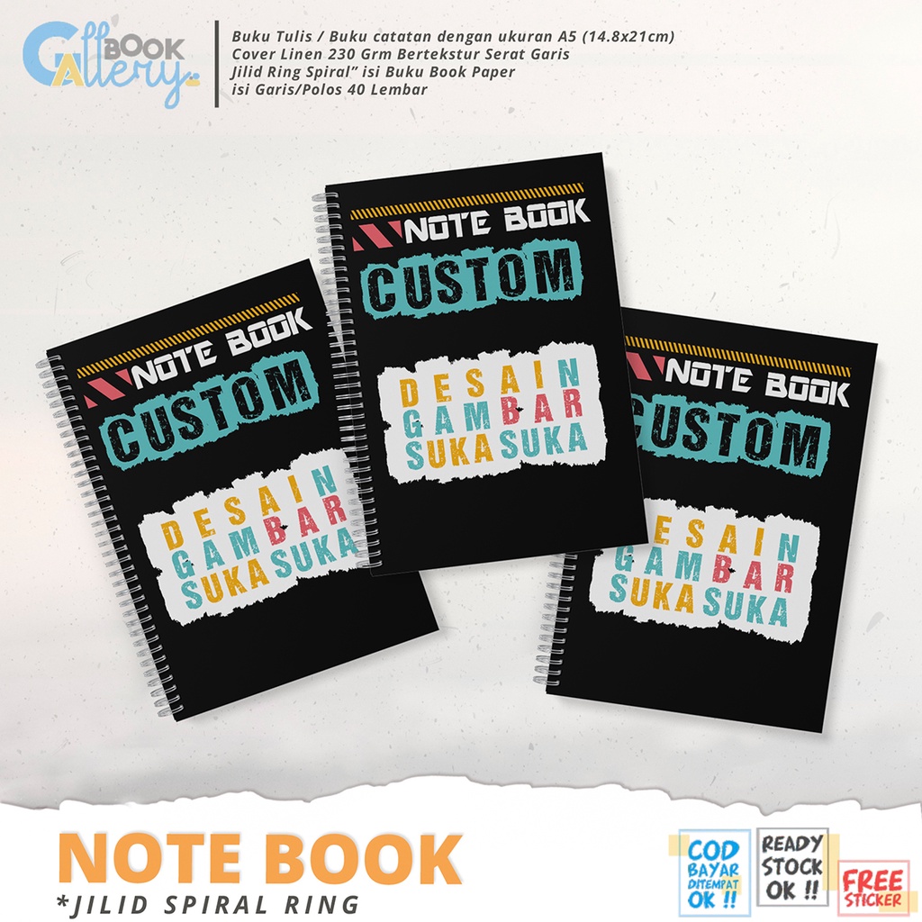 

Notes Custom A5 / Notebook A5 / Notes Spiral A5 - Isi 50 lembar desain suka suka