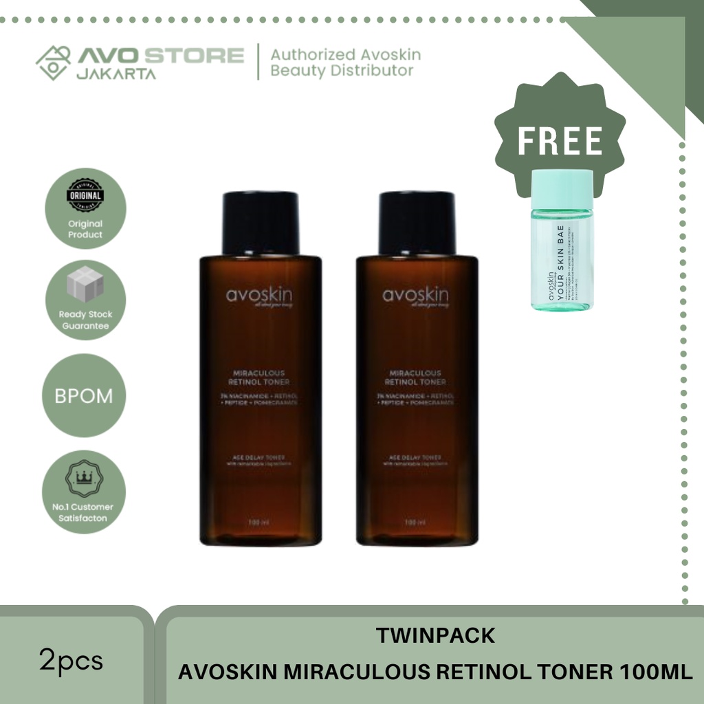 [FREE MINI TONER 20ml] TWIN PACK Avoskin Miraculous Retinol Toner 100ml