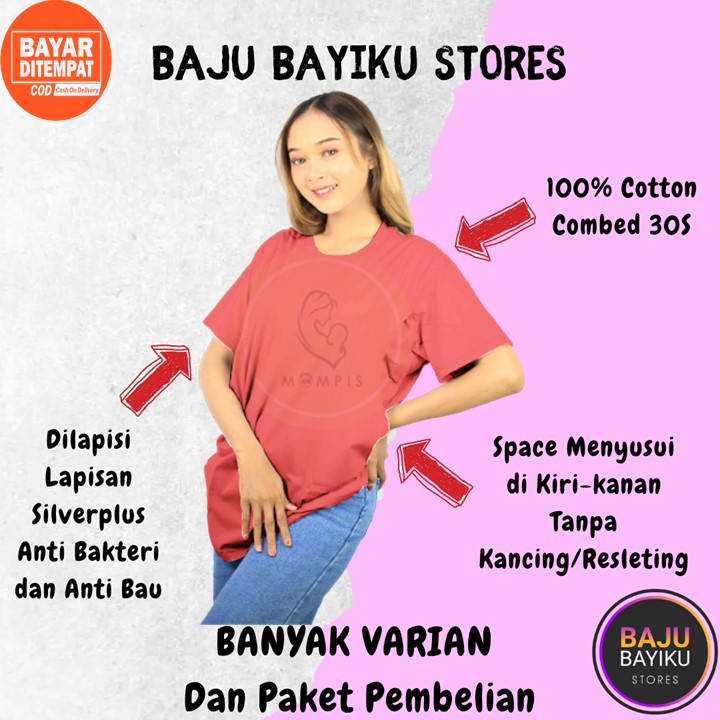 Daster Hamil Jumbo Panjang Kekinian Baju Bumil Menyusui Space Kanan Kiri Lengan Pendek Kaos Polos Wa