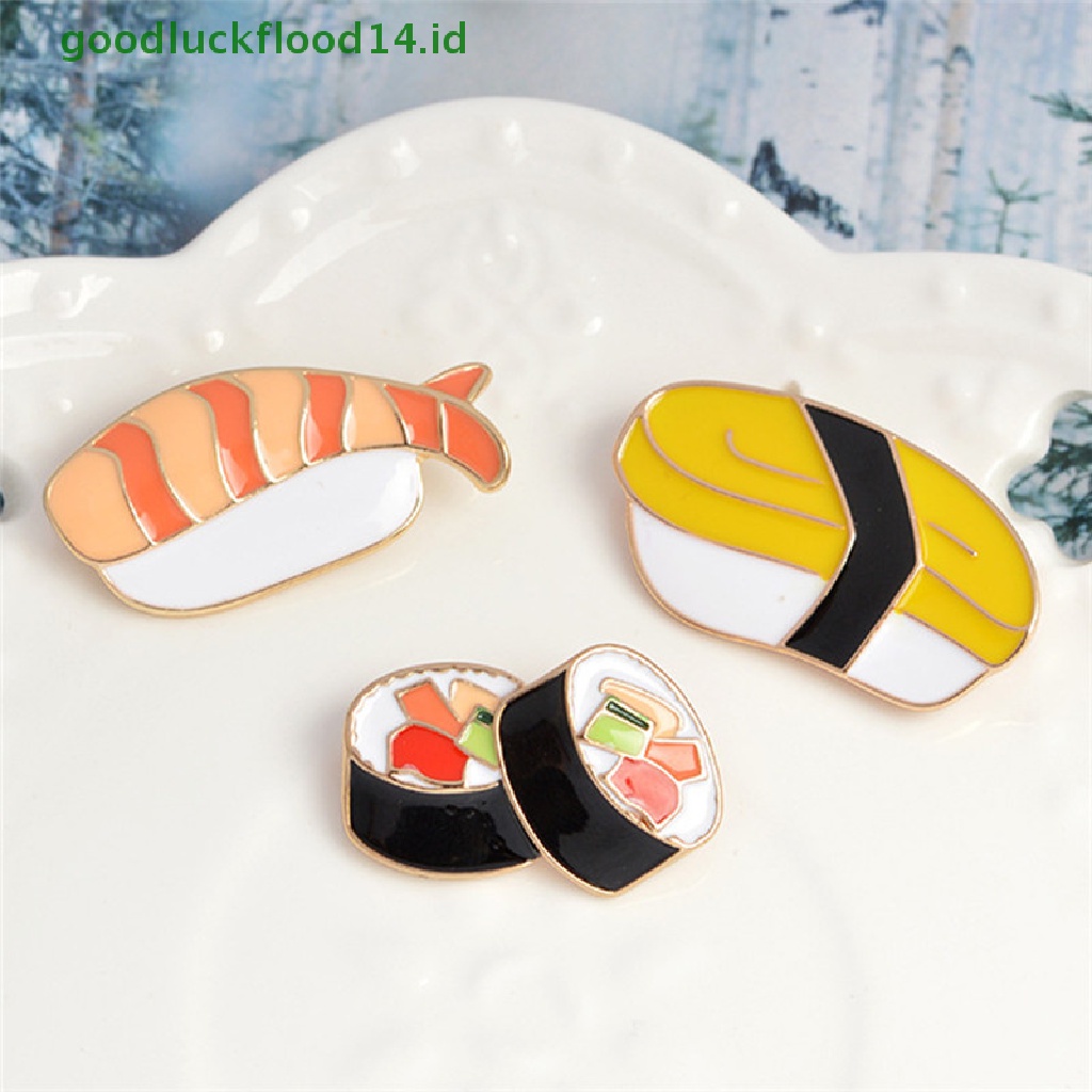 [GOOGFOUR] 3pcs/set Enamel Jepang Makanan Sushi Bros Pin Kemeja Kerah Lencana Pin Perhiasan [TOP]