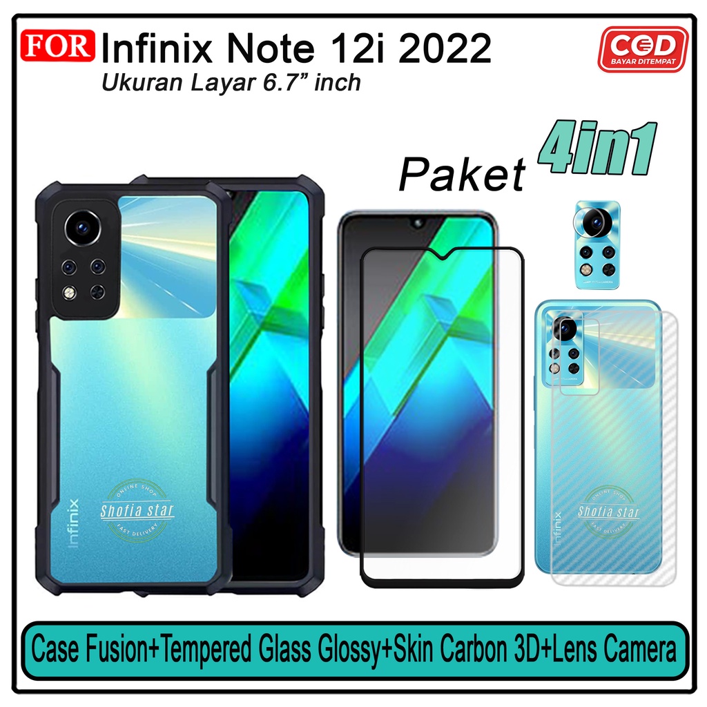 Promo 4in1 Case Infinix Note 12i 2022 Hot 20i 2022 Hot 20s  Soft case Fusion Shockproof Transparan Protect Casing