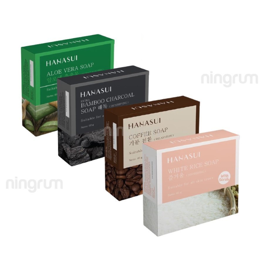 Ningrum - HANASUI Bar Soap 30gr 60gr | Sabun Mandi Scrub Batang Aloe Vera / White Rice / Bamboo Charcoal / Coffe | Sabun Mandi Original BPOM - 5030