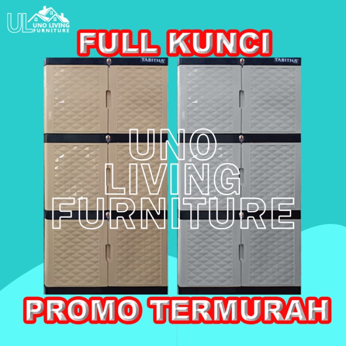 Lemari Lemari Pakaian Plastik 3 Susun Full Kunci Lemari Tabitha Tabitha