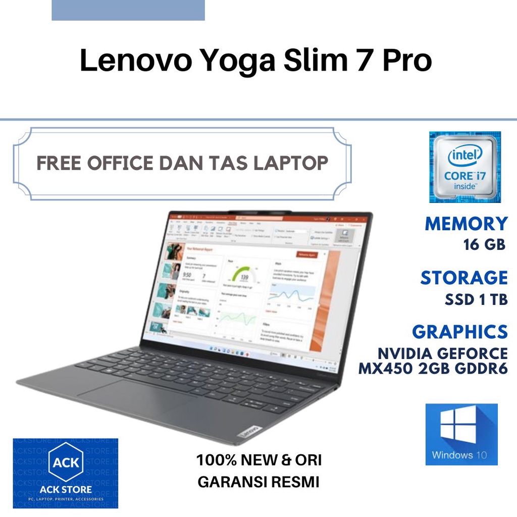 Lenovo Yoga Slim 7 Pro 2UID i7-1165G7 16GB 1TB MX450 W10 OHS 14"