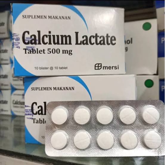 Calcium Lactate 500mg Suplemen Makanan Kalsium ORIGINAL-BPOM