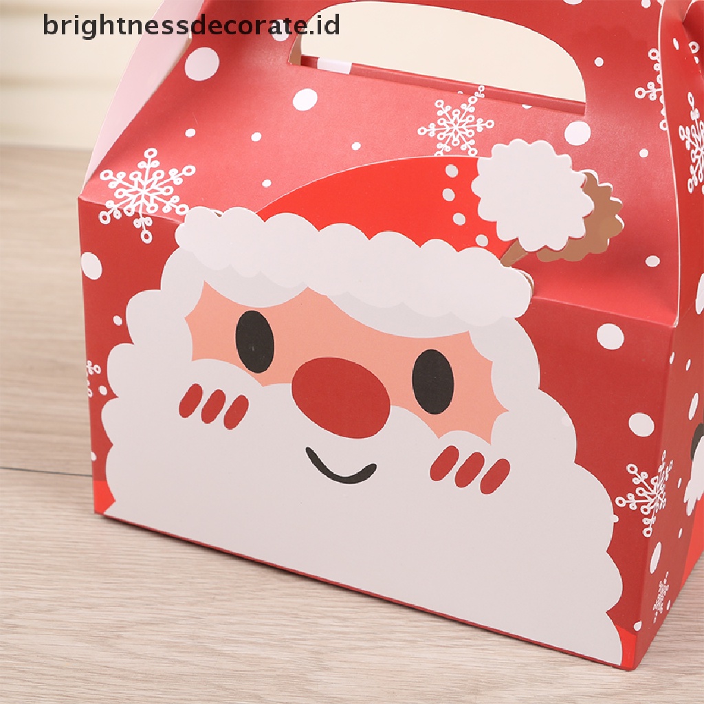 [Birth] 5pcs Christmas Kraft Paper Gift Box Kotak Kemasan Permen Kue Kering Santa Claus [ID]