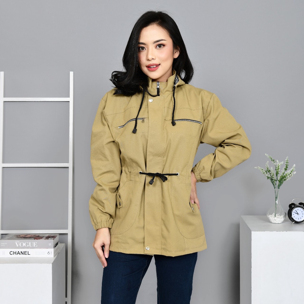 Marlin Store Jaket Jumbo Wanita Keren Baby Canvas Jaket Perempuan Dewasa Bolak Balik Size M Sampai 4XL