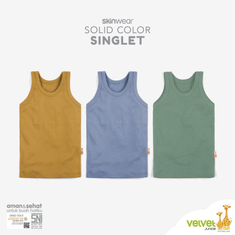 VELVET JUNIOR Singlet Print size S - No.3 isi 3 Pcs