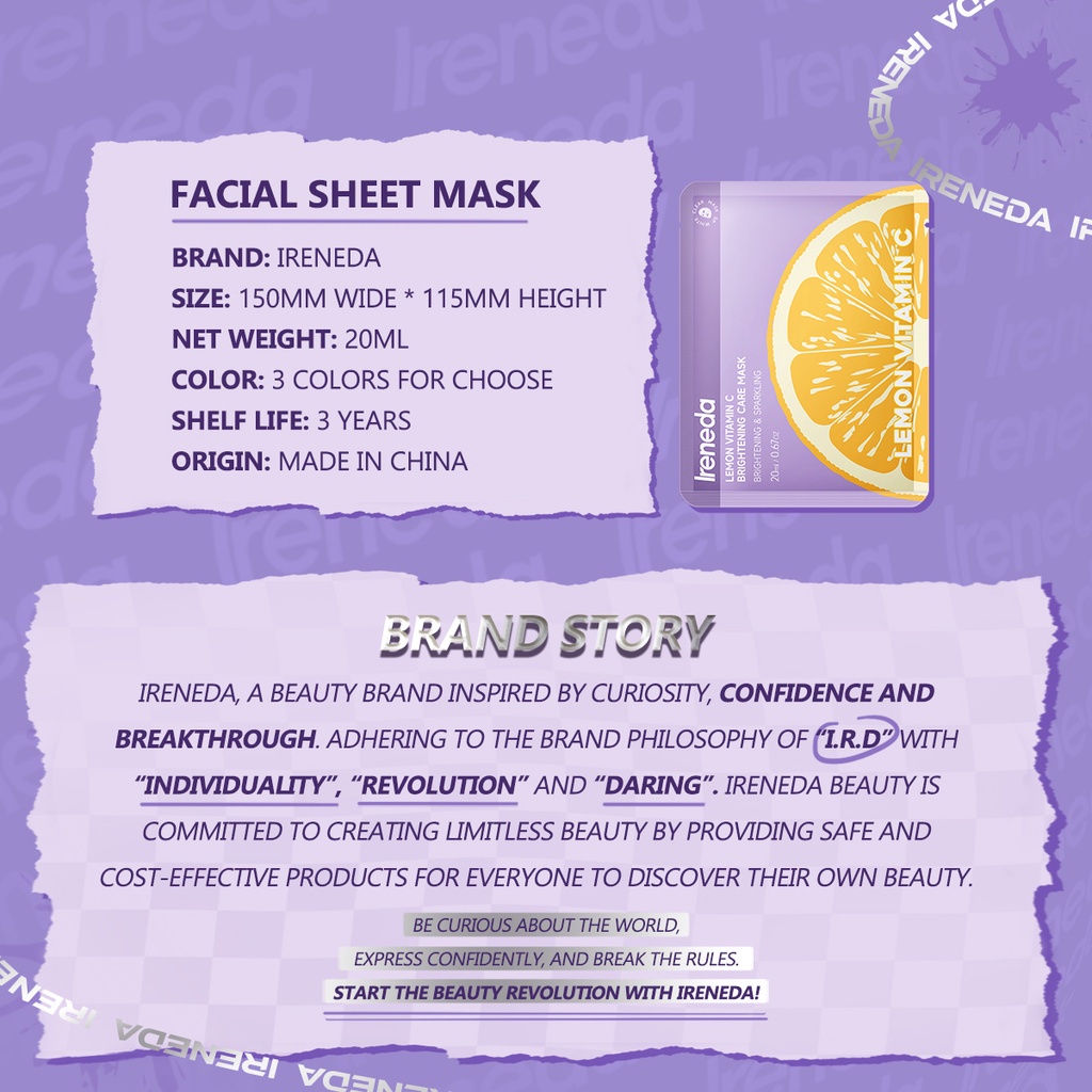 IRENEDA MASKER WAJAH CALMING CARE MASK FACIAL SHEET MASK IR-M01