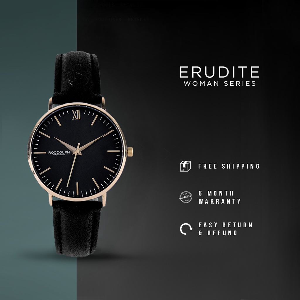 (Aii.Beauty) Roodolph Watch - Erudite Gold Black 32mm | Jam Tangan Wanita | Jam Tangan Analog