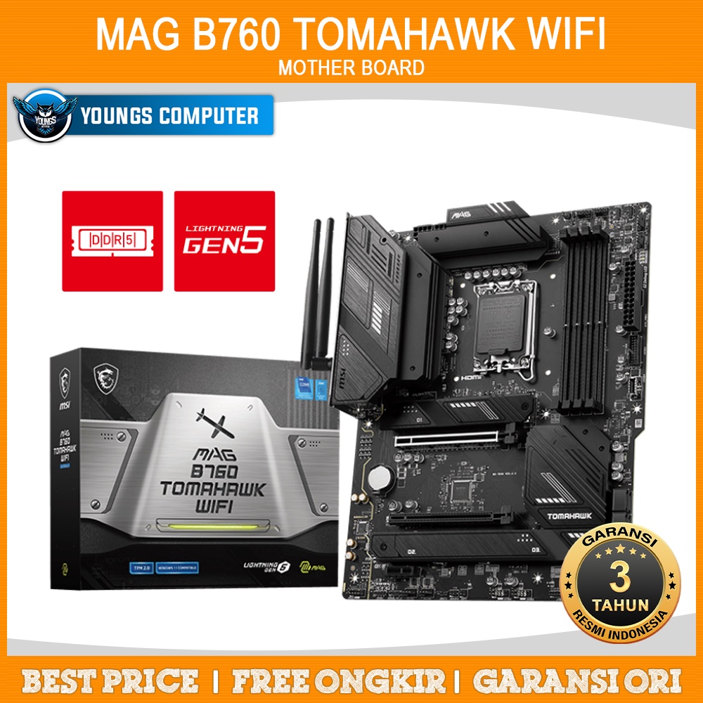 MSI MAG B760 TOMAHAWK WIFI | MOTHER BOARD INTEL B760 LGA1700 DDR5 ATX