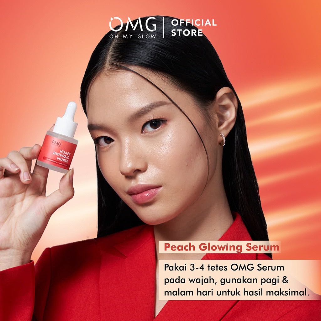 OMG Oh My Glow Peach Glowing Serum Indonesia / Serum Wajah 20ml / Peach Extract + Niacinamide 10% / Kulit Cerah Samarkan Noda Hitam Dalam 14 Hari / Mencerahkan Pencerah / Skincare Facial Care Muka / Series Glow Kit / Face Wash Toner Cream / Mugwort Acne