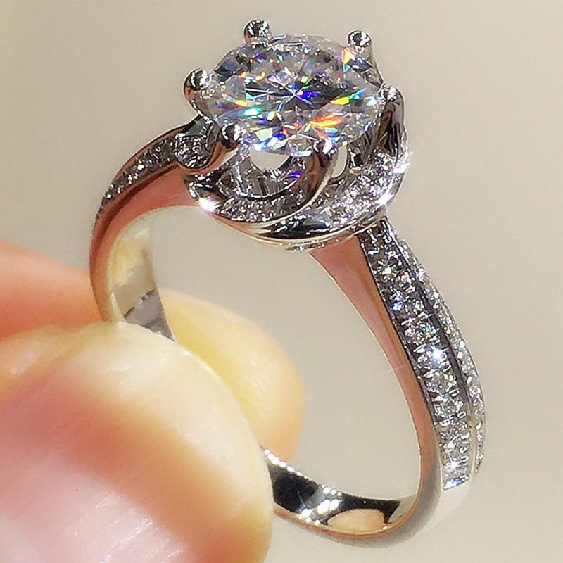 Trend Eternity Cincin Kawin Wanita Briliant Cubic Zirconia Temperamen Elegan Nikah Pertunangan Aksesoris Perhiasan Klasik