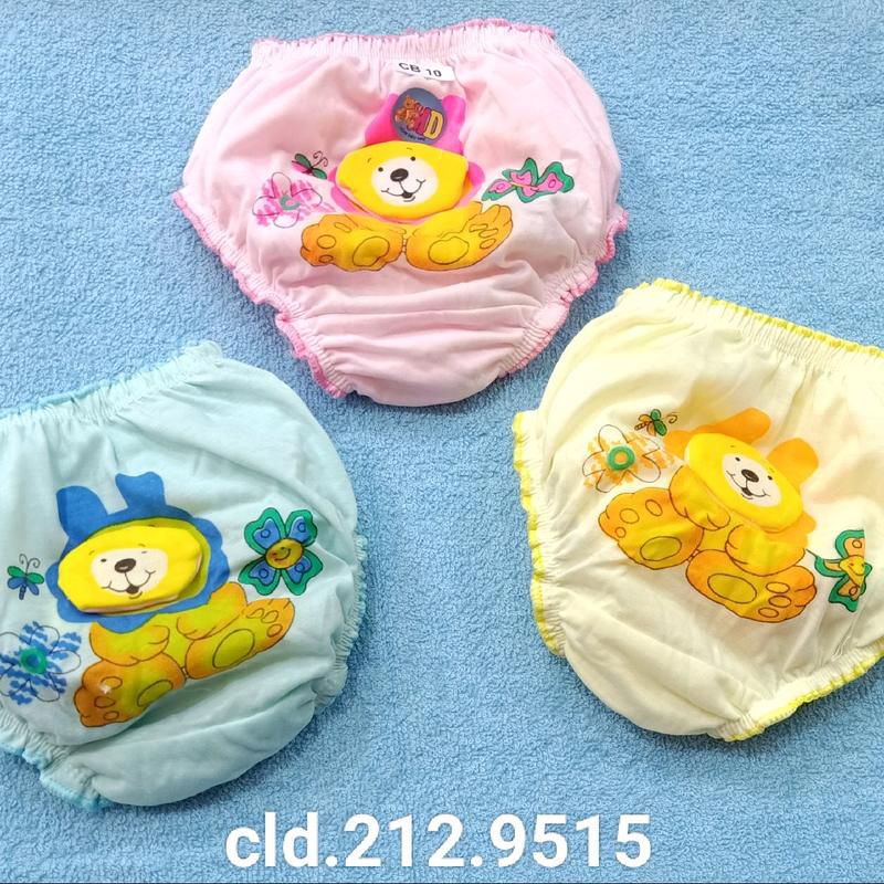 Celana dalam bayi isi 3pcs | Celana bayi aplikasi belakang motif lucu | Celana bayi katun halus