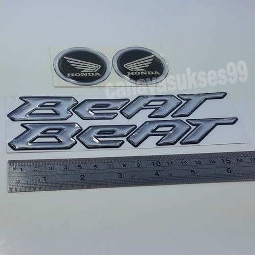 

TERLARIS | Sticker Motor Timbul BEAT Silver Stiker Emblem Honda Hitam List Silver